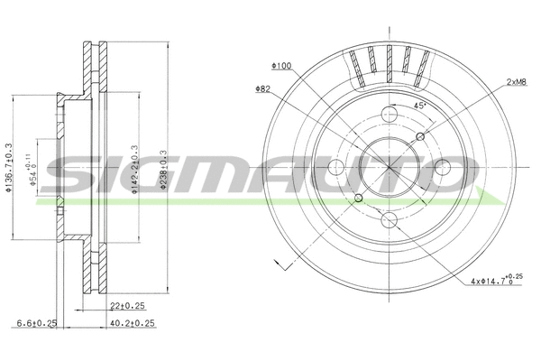 Disque de frein SIGMAUTO DBA880V