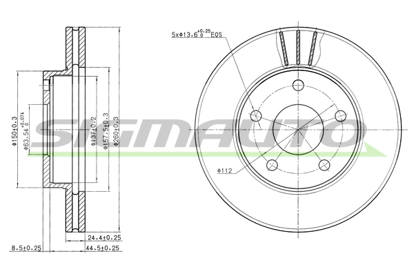 Disque de frein SIGMAUTO DBA180V