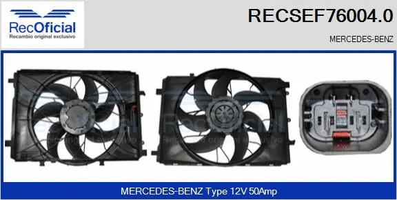 Moteur électrique, ventilateur pour radiateurs RECOFICIAL RECSEF76004.0