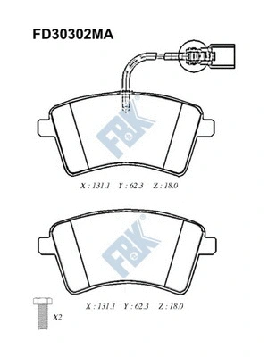 Kit de plaquettes de frein, frein à disque FBK FD30302MA