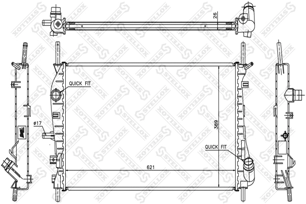 Radiateur, refroidissement du moteur STELLOX 10-25779-SX