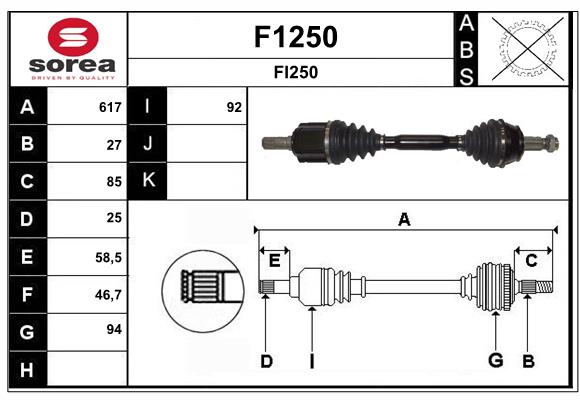 Arbre de transmission SNRA F1250