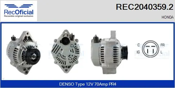 Alternateur RECOFICIAL REC2040359.2