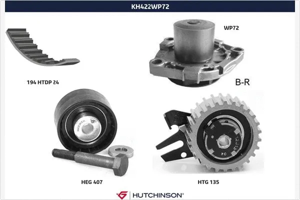 Pompe à eau + kit de courroie crantée HUTCHINSON KH 422WP72