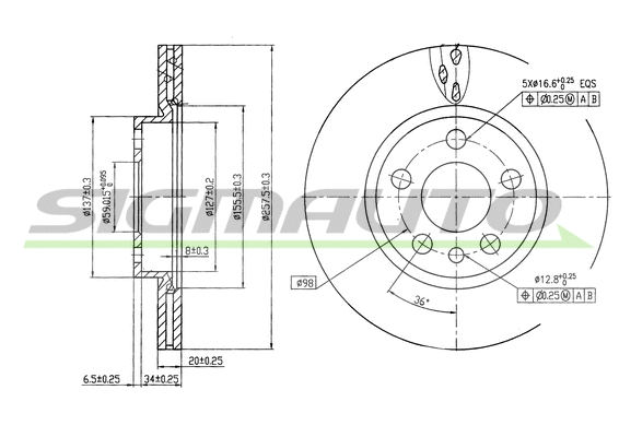 Disque de frein SIGMAUTO DBA842V