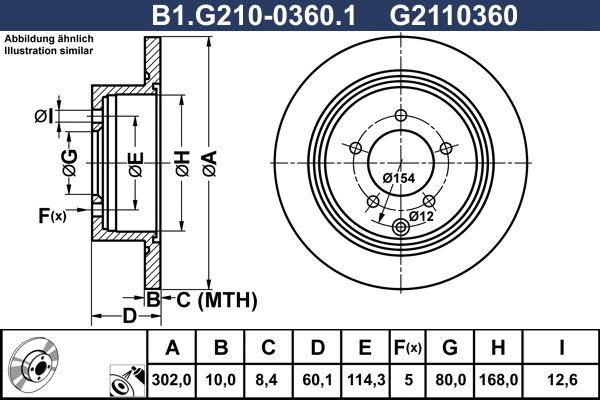 Disque de frein GALFER B1.G210-0360.1