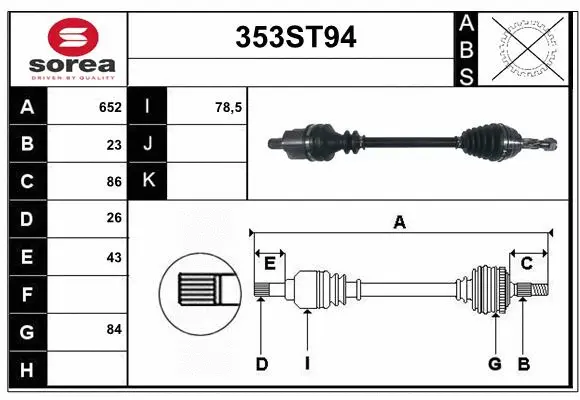 Arbre de transmission STARTCAR 353ST94