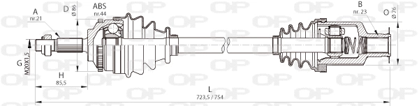 Arbre de transmission OPEN PARTS DRS6364.00