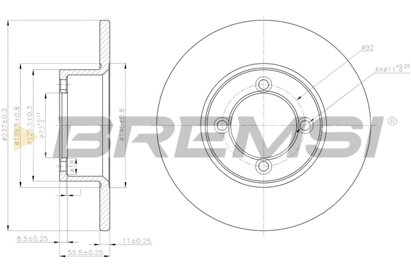 Disque de frein BREMSI CD6001S