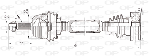 Arbre de transmission OPEN PARTS DRS6349.00