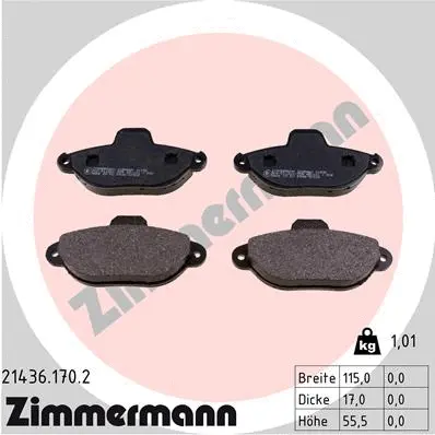 Kit de plaquettes de frein, frein à disque ZIMMERMANN 21436.170.2