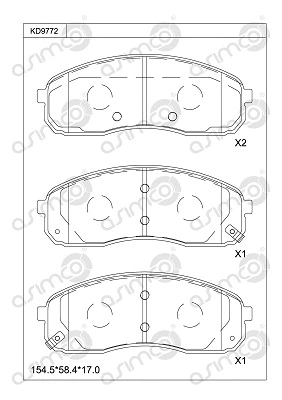 Kit de plaquettes de frein, frein à disque ASIMCO KD9772