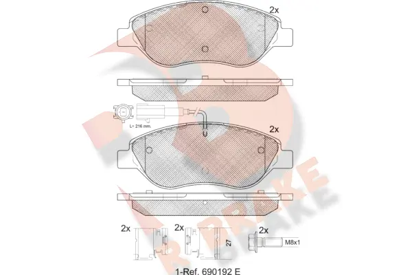 Kit de plaquettes de frein, frein à disque R BRAKE RB1445-071