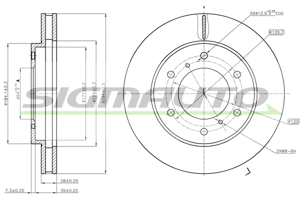 Disque de frein SIGMAUTO DBB818V