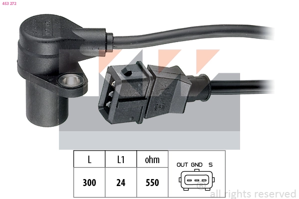 Capteur, vitesse de rotation du moteur KW 453 272