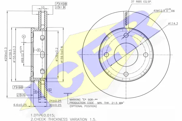 Disque de frein ICER 78BD7036-2