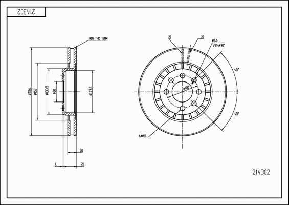 Disque de frein HART 214 302