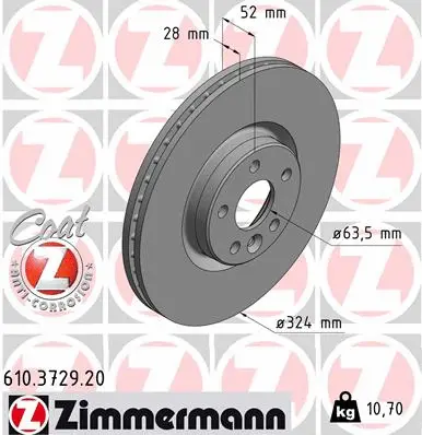 Disque de frein ZIMMERMANN 610.3729.20