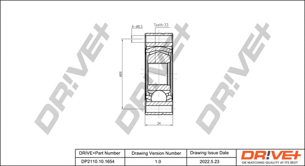 Jeu de joints, arbre de transmission Dr!ve+ DP2110.10.1654