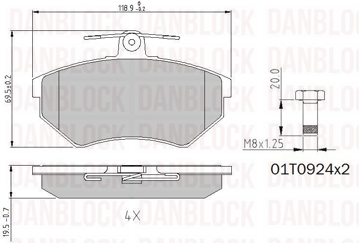 Kit de plaquettes de frein, frein à disque DANBLOCK DB 510159