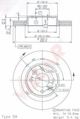 Disque de frein VILLAR 628.1275