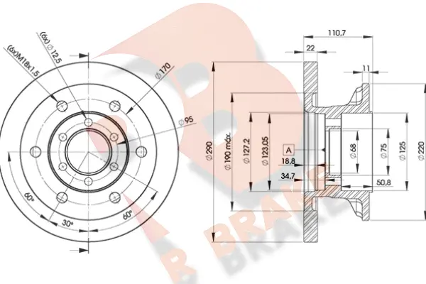 Disque de frein R BRAKE 78RBD18772
