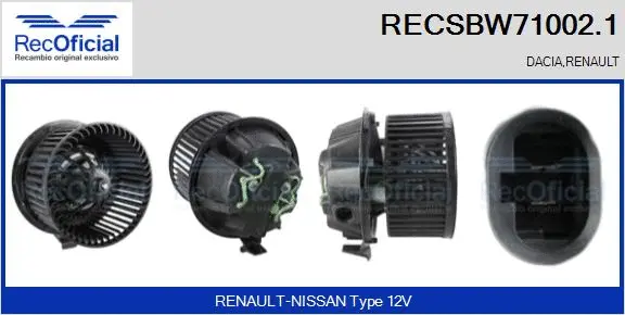 Pulseur d'air habitacle RECOFICIAL RECSBW71002.1