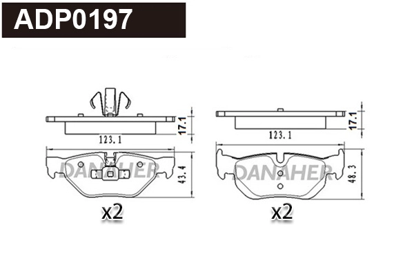 Kit de plaquettes de frein, frein à disque DANAHER ADP0197
