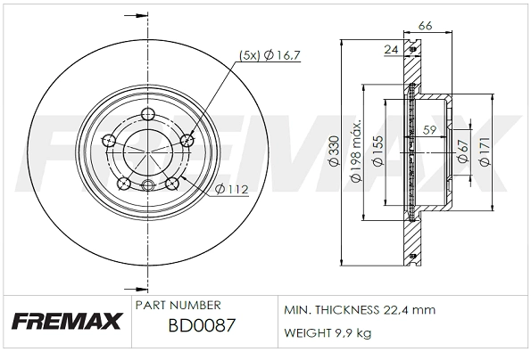 Disque de frein FREMAX BD-0087