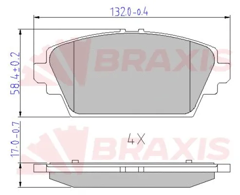 Kit de plaquettes de frein, frein à disque BRAXIS AA0644