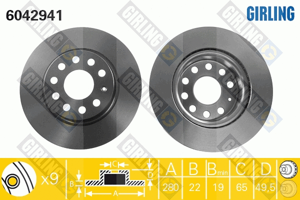 Disque de frein GIRLING 6042941