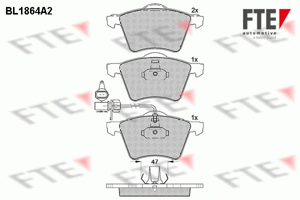 Kit de plaquettes de frein, frein à disque FTE 9010444