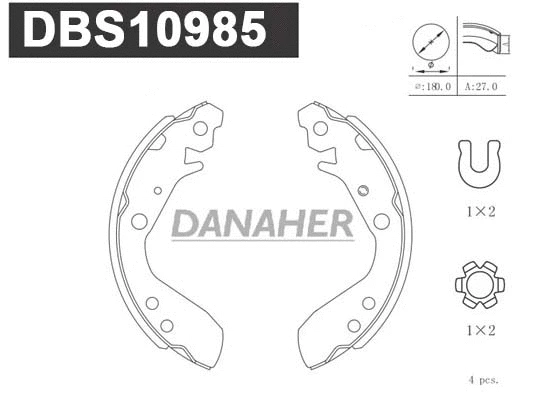 Jeu de mâchoires de frein DANAHER DBS10985