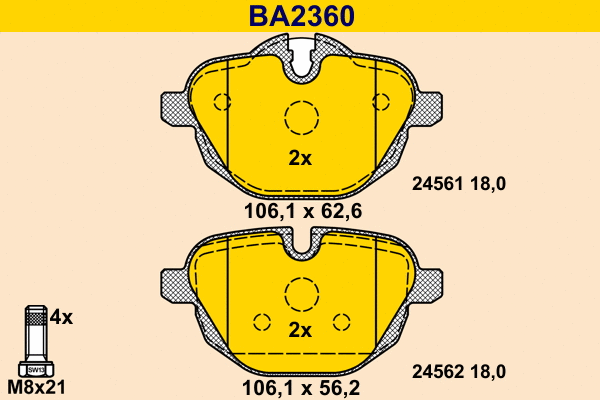Kit de plaquettes de frein, frein à disque BARUM BA2360