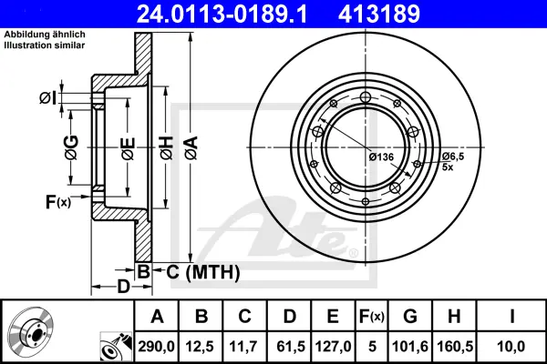 Disque de frein ATE-APAC 24.0113-0189.1
