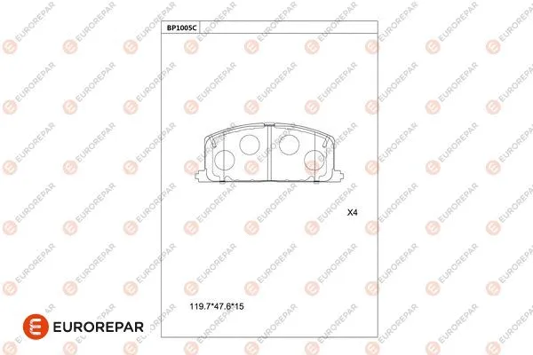 Kit de plaquettes de frein, frein à disque EUROREPAR 1681278380