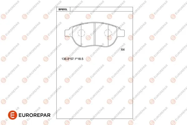Kit de plaquettes de frein, frein à disque EUROREPAR 1681207980