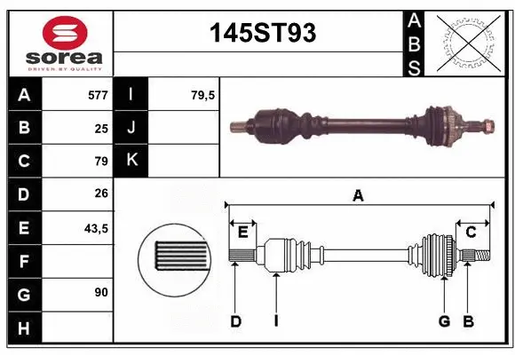 Arbre de transmission STARTCAR 145ST93