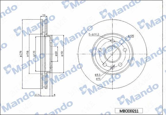 Disque de frein MANDO MBC030211