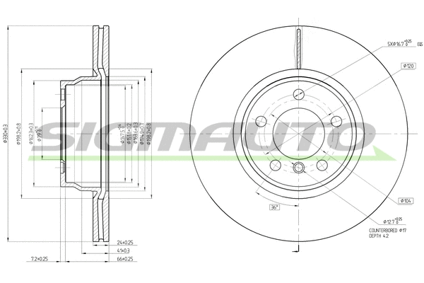 Disque de frein SIGMAUTO DBC315V