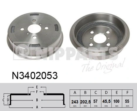 Tambour de frein NIPPARTS N3402053