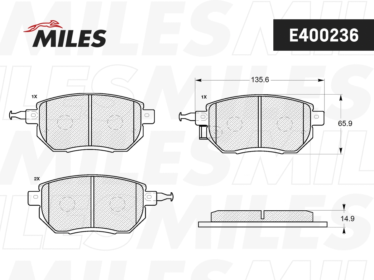 Kit de plaquettes de frein, frein à disque MILES E400236