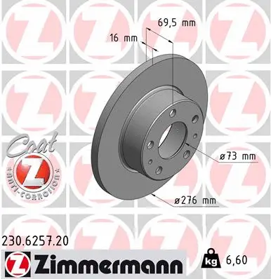 Disque de frein ZIMMERMANN 230.6257.20