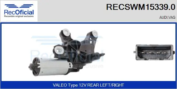Moteur d'essuie-glace RECOFICIAL RECSWM15339.0