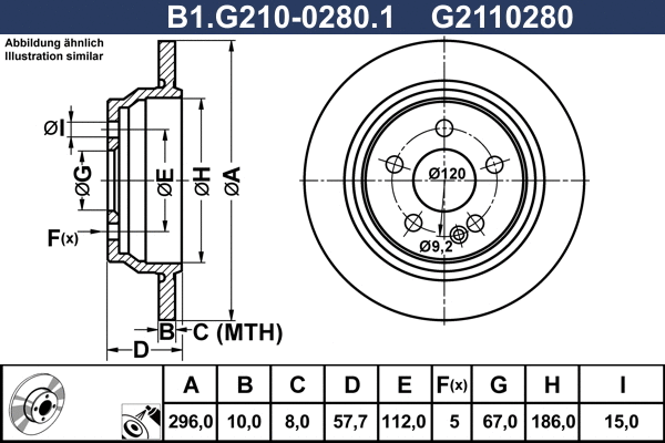 Disque de frein GALFER B1.G210-0280.1