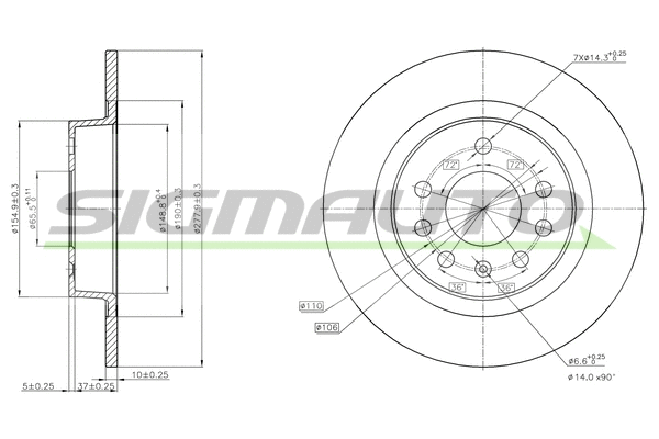 Disque de frein SIGMAUTO DBB877S