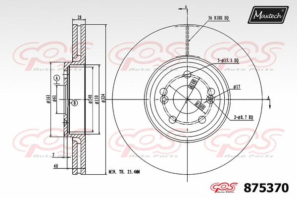 Disque de frein MAXTECH 875370