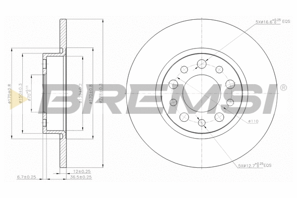 Disque de frein BREMSI CD7452S