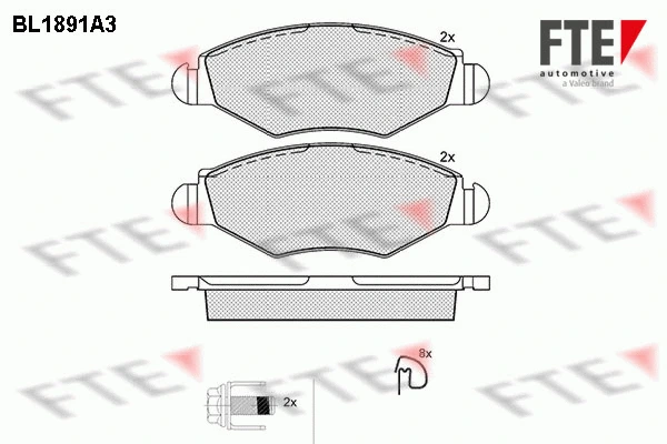 Kit de plaquettes de frein, frein à disque FTE 9010476