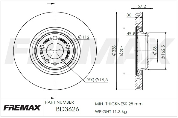Disque de frein FREMAX BD-3626